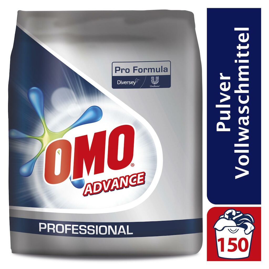 Omo Professional Advance Vollwaschmittel 14.25kg - Phosphatfreies Vollwaschmittel mit aktivem Fett- und Fleckenlöser - 150 WG